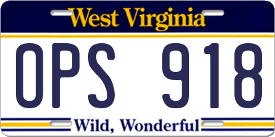 WV license plate OPS918