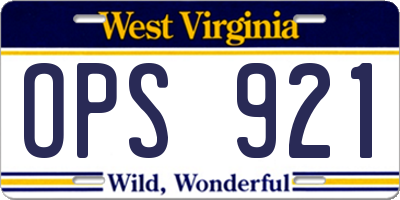 WV license plate OPS921