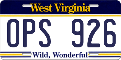 WV license plate OPS926