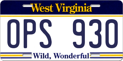 WV license plate OPS930