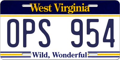 WV license plate OPS954