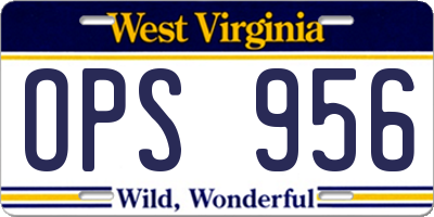WV license plate OPS956
