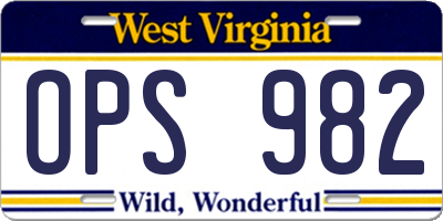 WV license plate OPS982