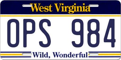WV license plate OPS984