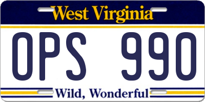 WV license plate OPS990