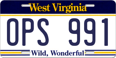 WV license plate OPS991