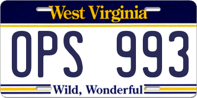 WV license plate OPS993