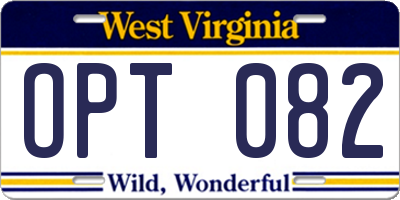 WV license plate OPT082
