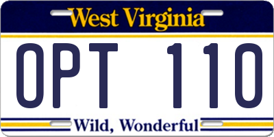 WV license plate OPT110