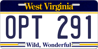 WV license plate OPT291
