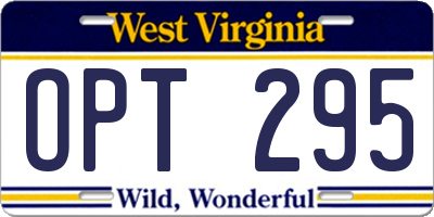 WV license plate OPT295
