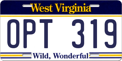 WV license plate OPT319