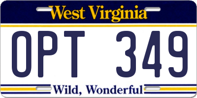 WV license plate OPT349