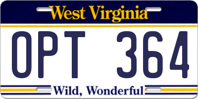 WV license plate OPT364