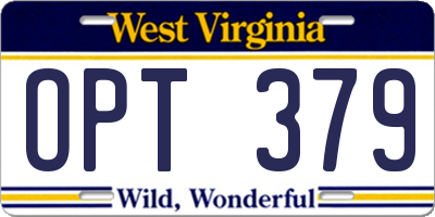 WV license plate OPT379
