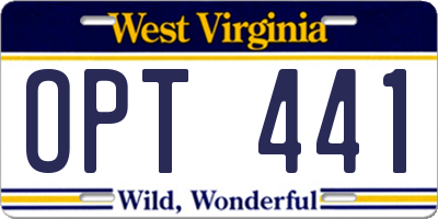 WV license plate OPT441