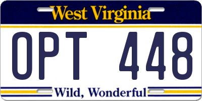 WV license plate OPT448