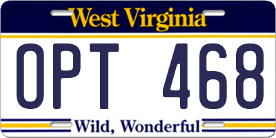 WV license plate OPT468