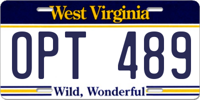 WV license plate OPT489
