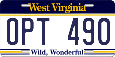 WV license plate OPT490