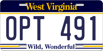WV license plate OPT491