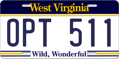 WV license plate OPT511