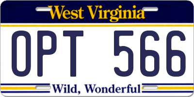 WV license plate OPT566