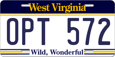 WV license plate OPT572