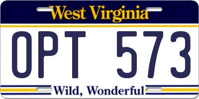 WV license plate OPT573