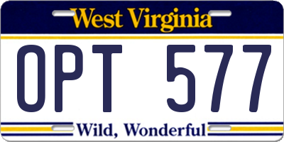 WV license plate OPT577