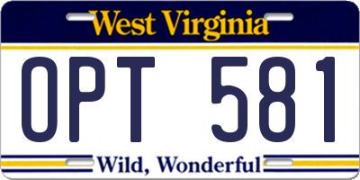 WV license plate OPT581