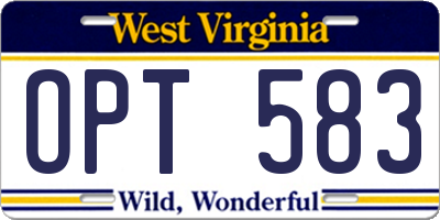 WV license plate OPT583