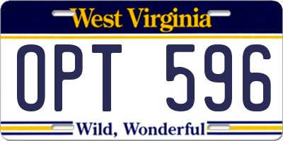 WV license plate OPT596