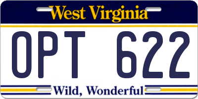 WV license plate OPT622