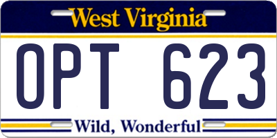 WV license plate OPT623