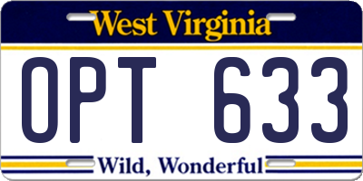 WV license plate OPT633