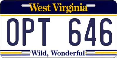 WV license plate OPT646