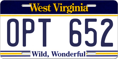 WV license plate OPT652