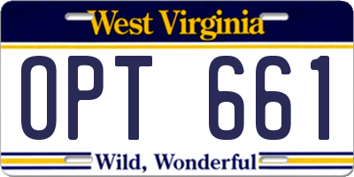WV license plate OPT661