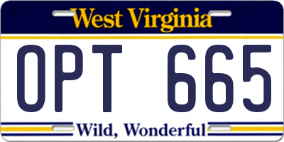 WV license plate OPT665
