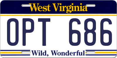 WV license plate OPT686