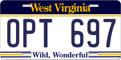 WV license plate OPT697