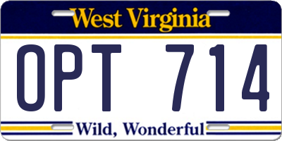 WV license plate OPT714