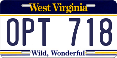 WV license plate OPT718