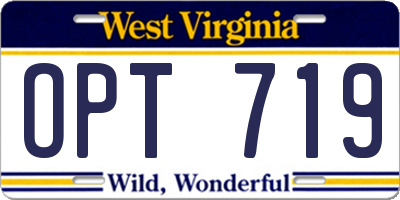 WV license plate OPT719