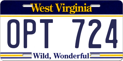 WV license plate OPT724