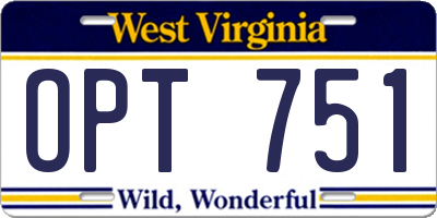 WV license plate OPT751