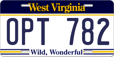 WV license plate OPT782