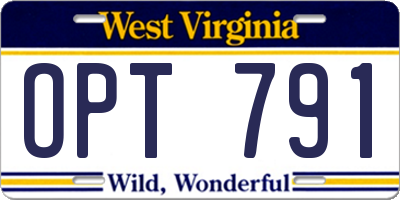 WV license plate OPT791