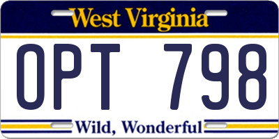 WV license plate OPT798